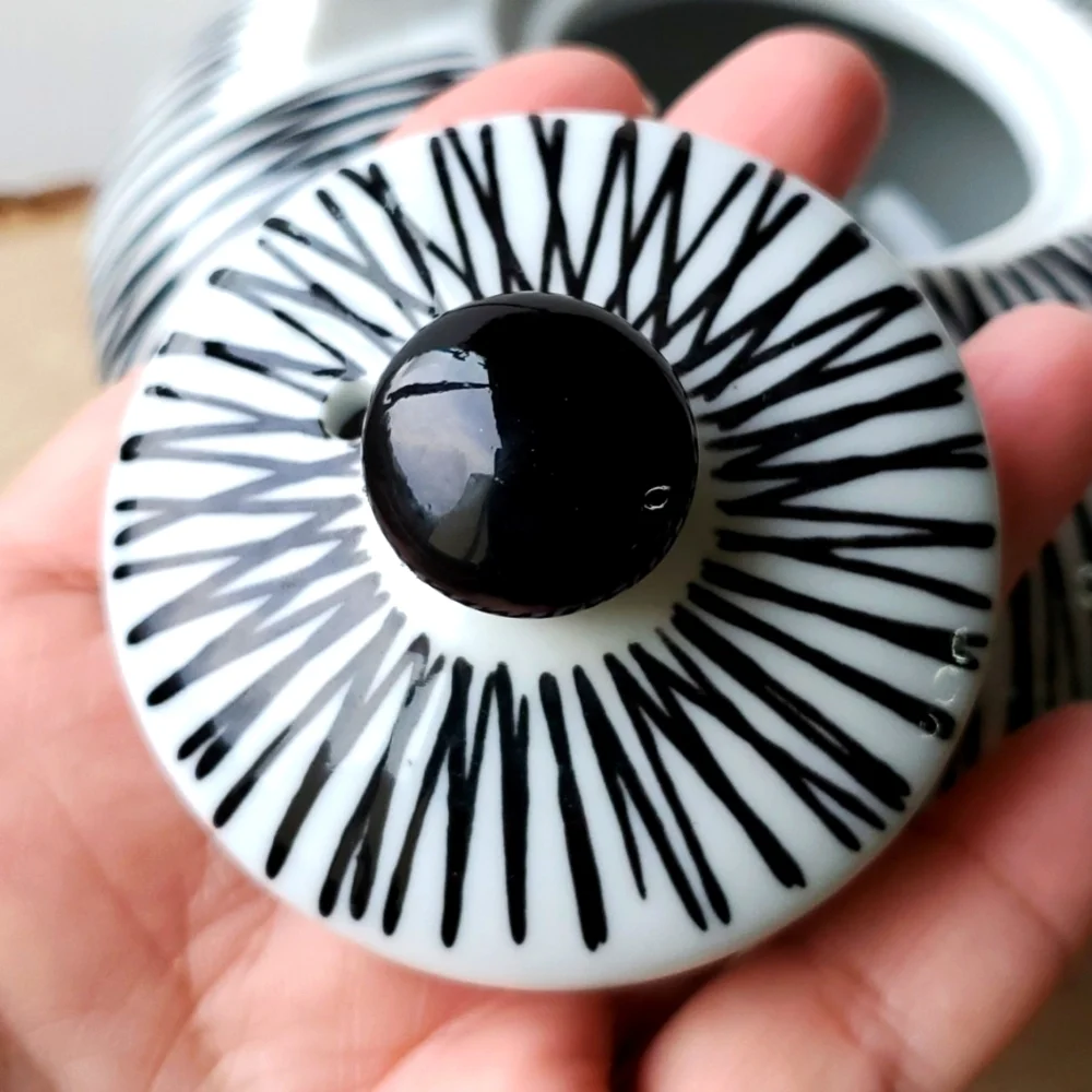 Akina Black and White Modern Handpainted Porcelain Teapot Pier One